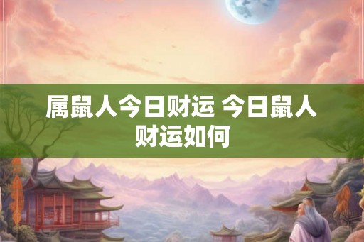 属鼠人今日财运 今日鼠人财运如何