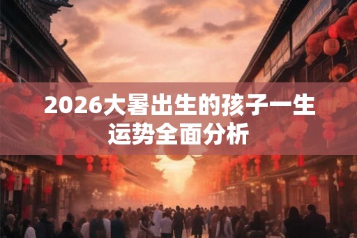2026大暑出生的孩子一生运势全面分析