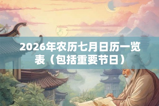 2026年农历七月日历一览表(包括重要节日) 2026年农历七月日历一览表(包括重要节日)