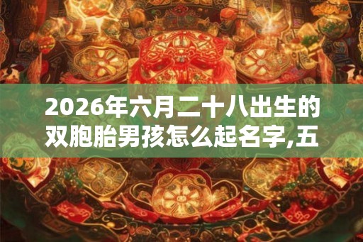 2026年六月二十八出生的双胞胎男孩怎么起名字,五行属什么？