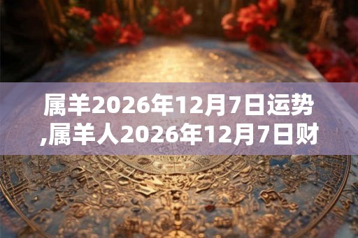 属羊2026年12月7日运势,属羊人2026年12月7日财运,生肖羊2026年12月7日运势