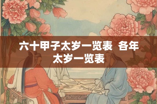 六十甲子太岁一览表 各年太岁一览表 六十甲子太岁一览表 各年太岁一览表
