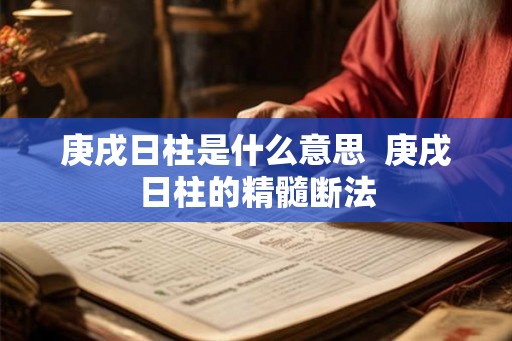 庚戌日柱是什么意思  庚戌日柱的精髓断法