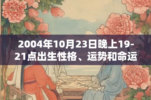 2004年10月23日晚上19-21点出生性格、运势和命运