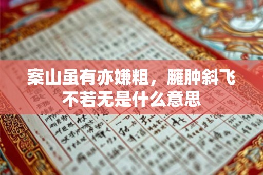 案山虽有亦嫌粗，臃肿斜飞不若无是什么意思