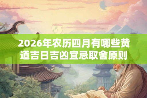 2026年农历四月有哪些黄道吉日吉凶宜忌取舍原则
