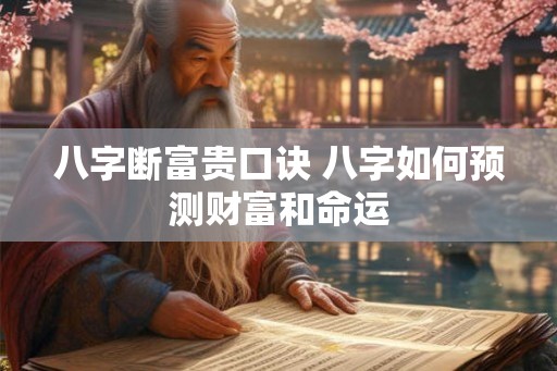 八字断富贵口诀 八字如何预测财富和命运