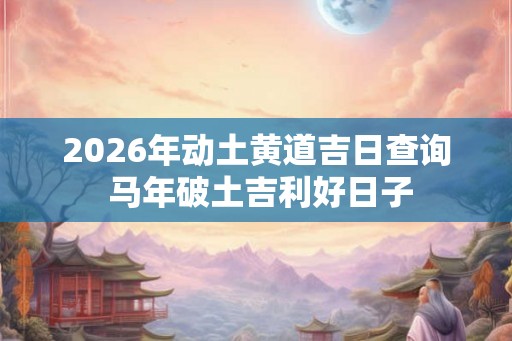 2026年动土黄道吉日查询 马年破土吉利好日子