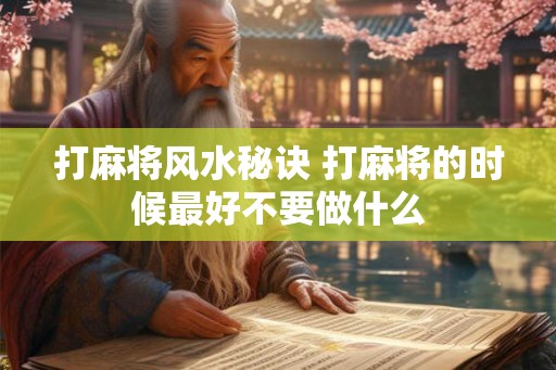 打麻将风水秘诀 打麻将的时候最好不要做什么