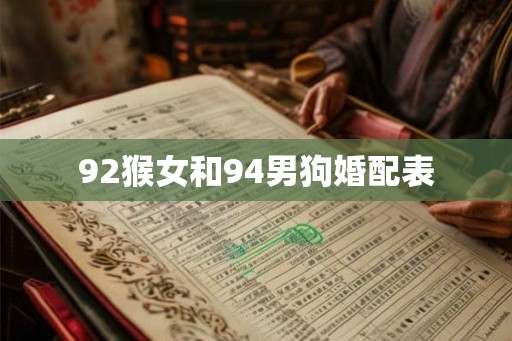 92猴女和94男狗婚配表 92猴女和94男狗婚配表