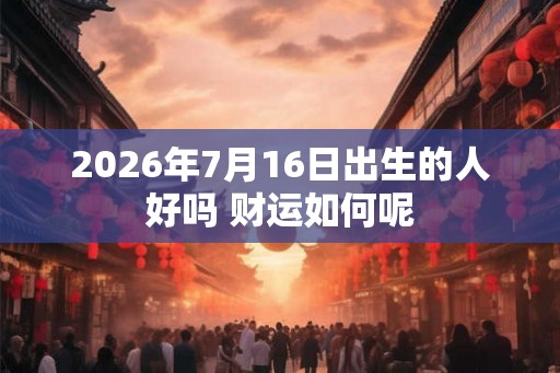 2026年7月16日出生的人好吗 财运如何呢