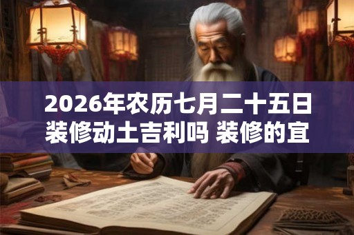 2026年农历七月二十五日装修动土吉利吗 装修的宜忌