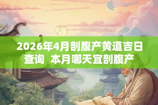 2026年4月剖腹产黄道吉日查询  本月哪天宜剖腹产