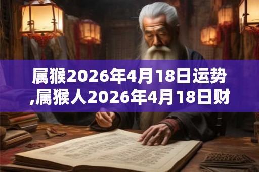 属猴2026年4月18日运势,属猴人2026年4月18日财运,生肖猴2026年4月18日运势
