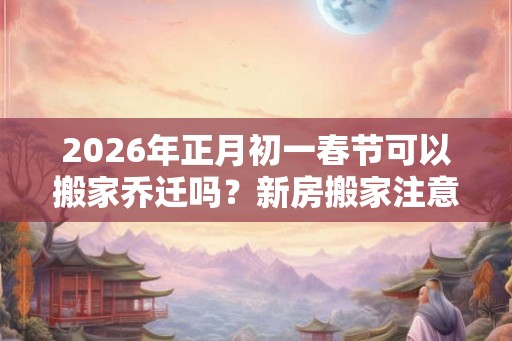 2026年正月初一春节可以搬家乔迁吗？新房搬家注意事项？