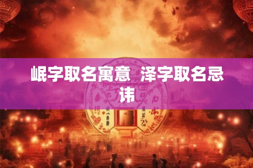 岷字取名寓意  泽字取名忌讳