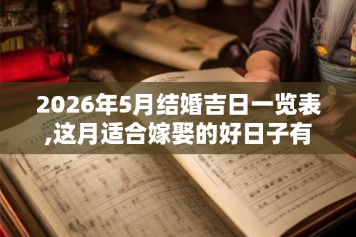 2026年5月结婚吉日一览表,这月适合嫁娶的好日子有几天