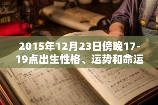 2015年12月23日傍晚17-19点出生性格、运势和命运