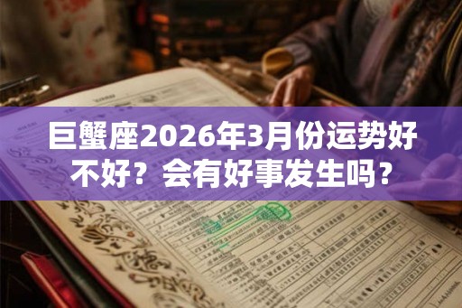 巨蟹座2026年3月份运势好不好？会有好事发生吗？