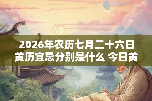2026年农历七月二十六日黄历宜忌分别是什么 今日黄历查询