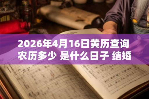 2026年4月16日黄历查询 农历多少 是什么日子 结婚吉时 2026年4月16日黄历查询 农历多少 是什么日子 结婚吉时
