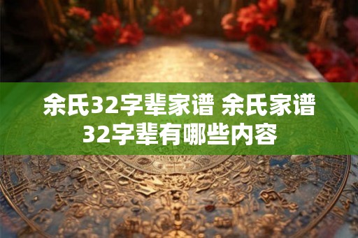 余氏32字辈家谱 余氏家谱32字辈有哪些内容