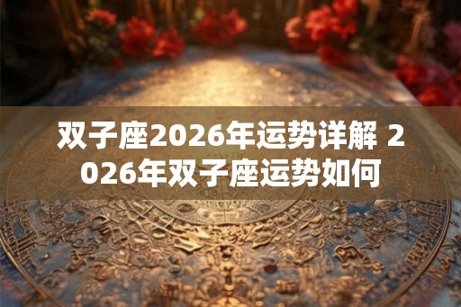 双子座2026年运势详解 2026年双子座运势如何