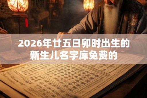 2026年廿五日卯时出生的新生儿名字库免费的