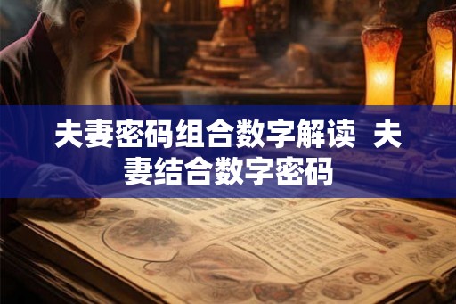 夫妻密码组合数字解读  夫妻结合数字密码