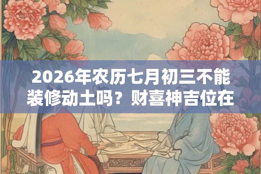 2026年农历七月初三不能装修动土吗？财喜神吉位在哪？