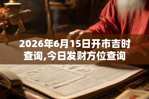 2026年6月15日开市吉时查询,今日发财方位查询