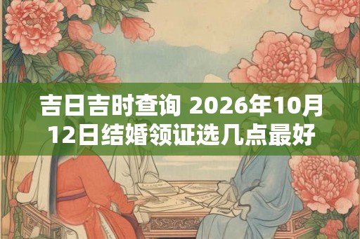吉日吉时查询 2026年10月12日结婚领证选几点最好