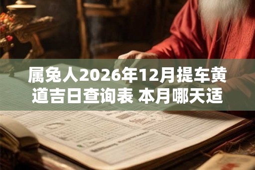 属兔人2026年12月提车黄道吉日查询表 本月哪天适合提新车