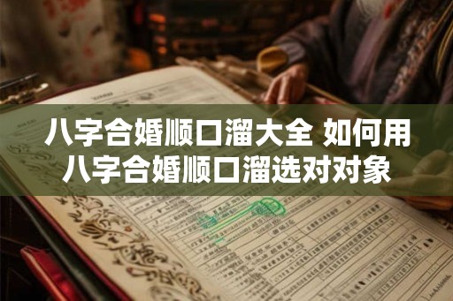 八字合婚顺口溜大全 如何用八字合婚顺口溜选对对象 八字合婚顺口溜大全 如何用八字合婚顺口溜选对对象