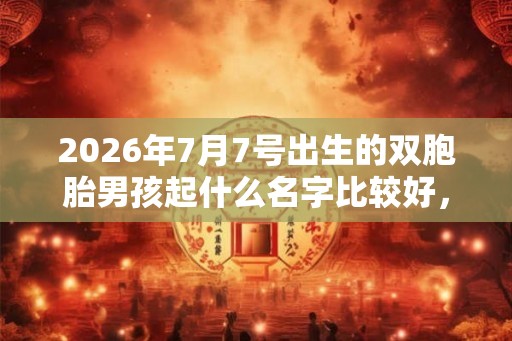 2026年7月7号出生的双胞胎男孩起什么名字比较好，五行属什么