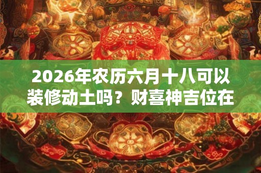 2026年农历六月十八可以装修动土吗？财喜神吉位在哪？