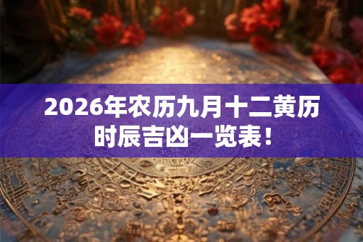 2026年农历九月十二黄历时辰吉凶一览表！