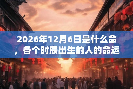 2026年12月6日是什么命，各个时辰出生的人的命运