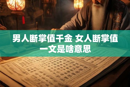 男人断掌值千金 女人断掌值一文是啥意思
