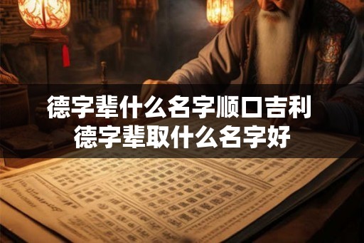 德字辈什么名字顺口吉利 德字辈取什么名字好