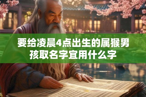 要给凌晨4点出生的属猴男孩取名字宜用什么字