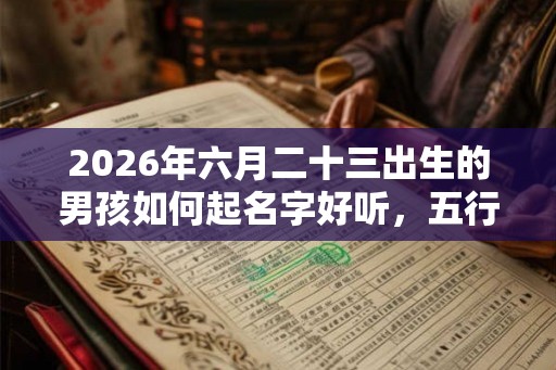 2026年六月二十三出生的男孩如何起名字好听，五行属什么
