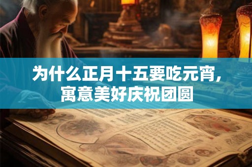 为什么正月十五要吃元宵,寓意美好庆祝团圆