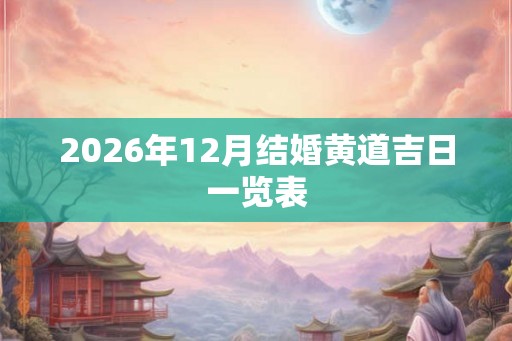 2026年12月结婚黄道吉日一览表