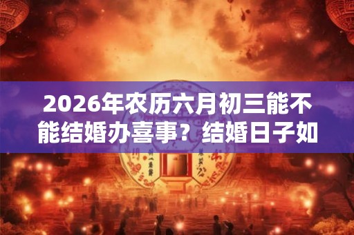 2026年农历六月初三能不能结婚办喜事？结婚日子如何选择？