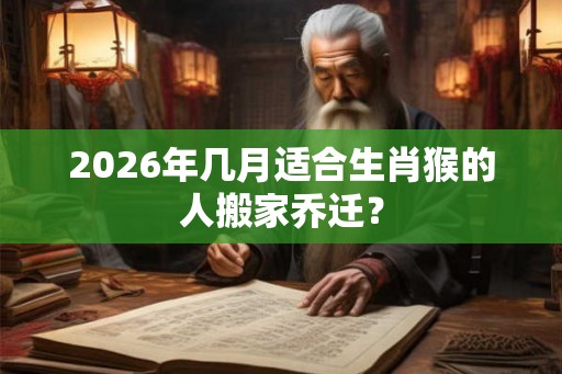 2026年几月适合生肖猴的人搬家乔迁？