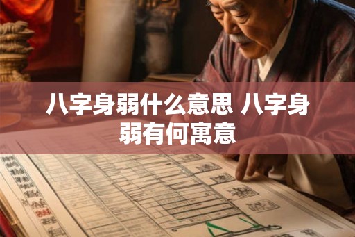八字身弱什么意思 八字身弱有何寓意