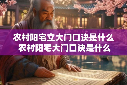 农村阳宅立大门口诀是什么 农村阳宅大门口诀是什么