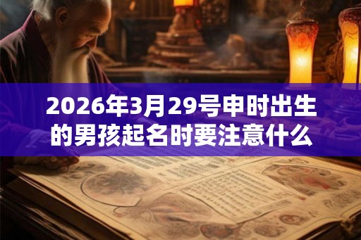2026年3月29号申时出生的男孩起名时要注意什么