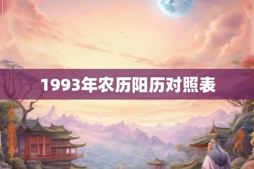 1993年农历阳历对照表
